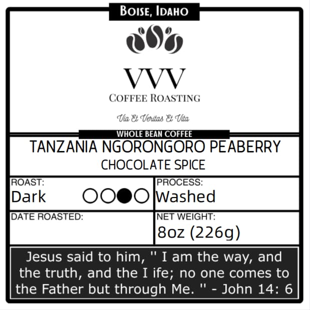Tanzania Ngorongoro Peaberry, Fall Chocolate Spice by VVV Coffee Roasting