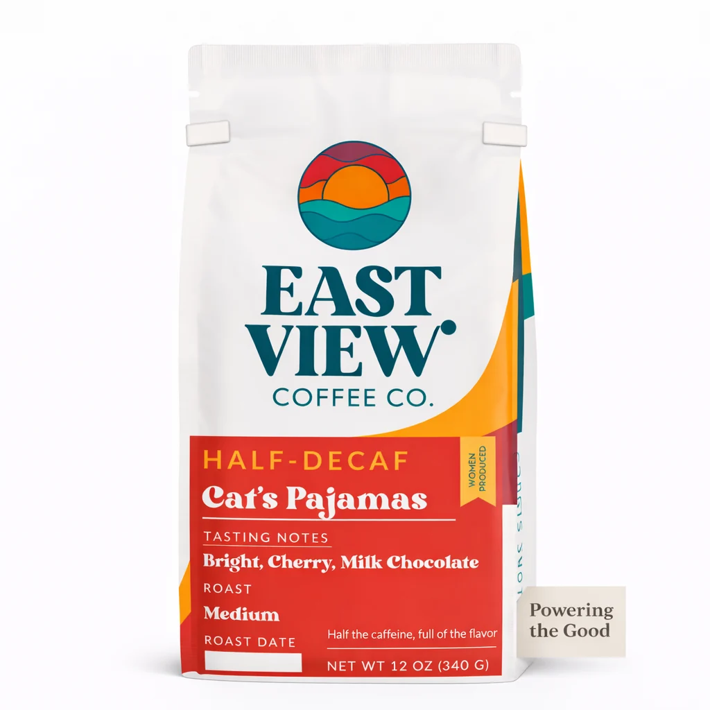 Cat's Pajamas Half-Caff Freshly Roasted Coffee by East View Coffee Company