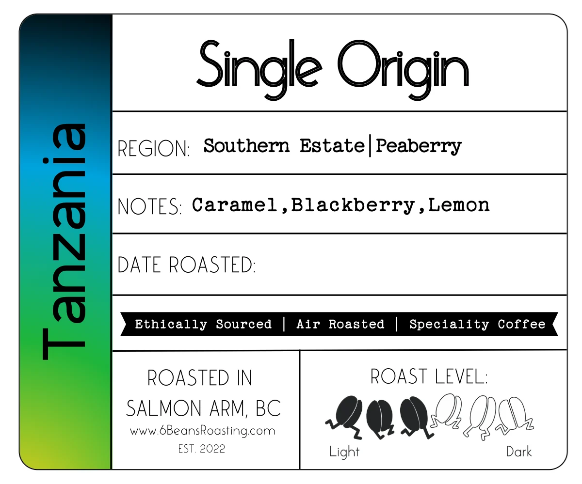 Tanzania Southern Estate Peaberry by 6 Beans Roasting
