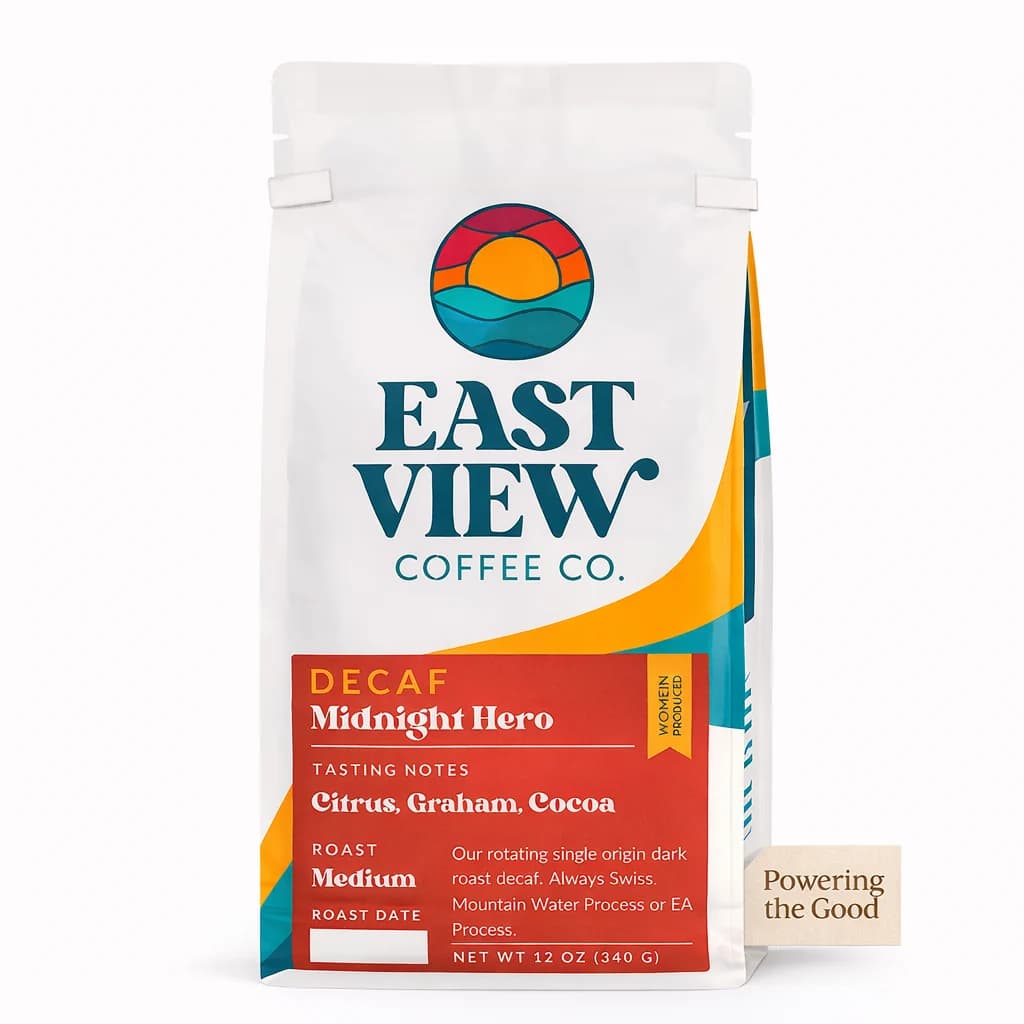 Midnight Hero Decaf Freshly Roasted Coffee by East View Coffee Company