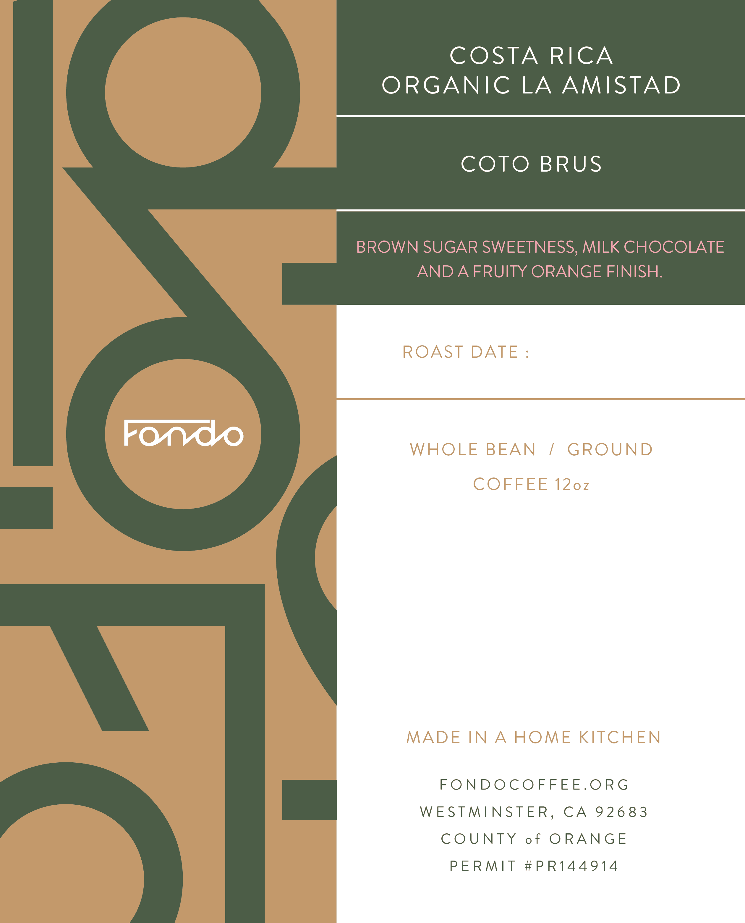 Costa Rica Organic La Amistad by Fondo Coffee