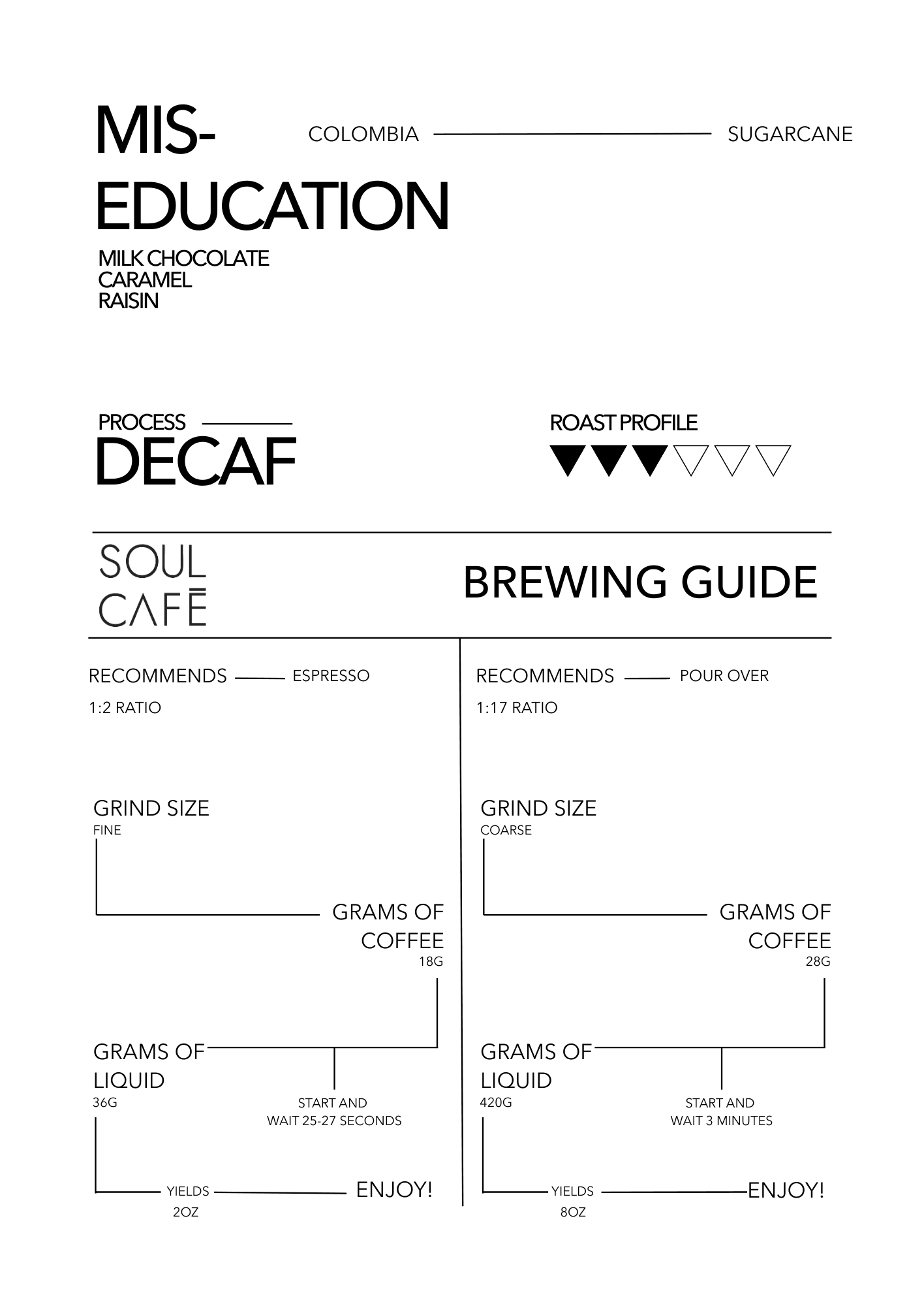 Colombia Sugarcane Decaf by Soul Cafe Coffee Roasters
