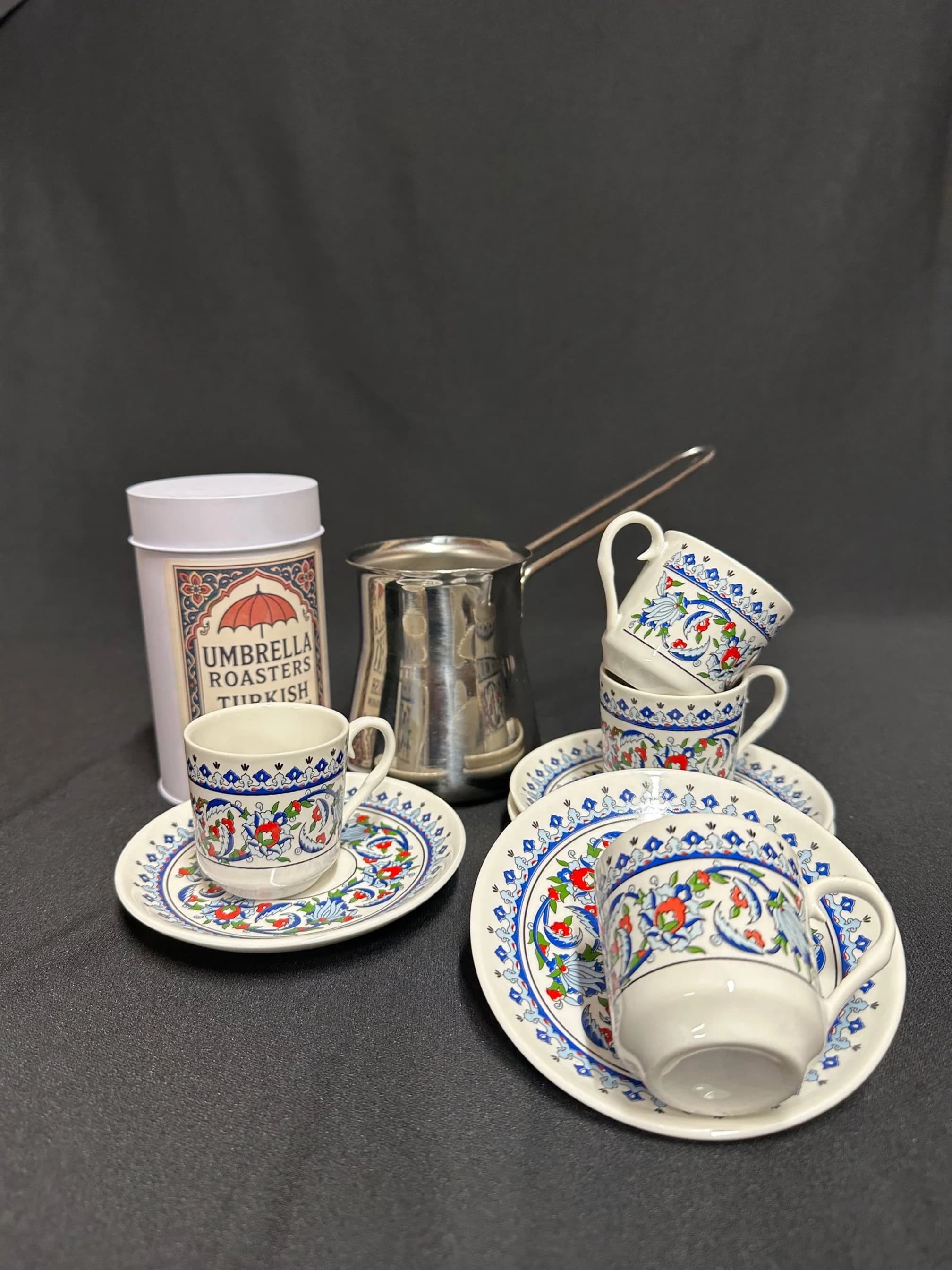 Turkish Coffee Gift Set for 4 - Stainless by Umbrella Roasters